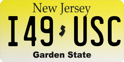 NJ license plate I49USC