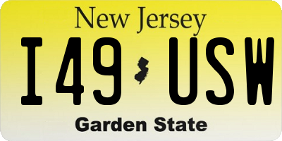 NJ license plate I49USW