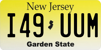 NJ license plate I49UUM