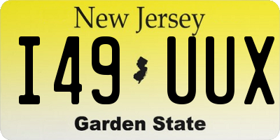 NJ license plate I49UUX