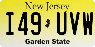 NJ license plate I49UVW