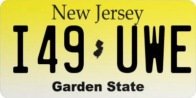 NJ license plate I49UWE