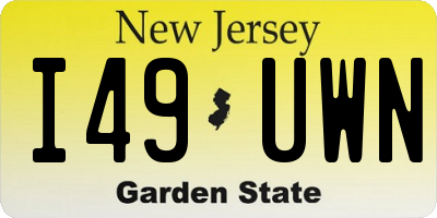 NJ license plate I49UWN