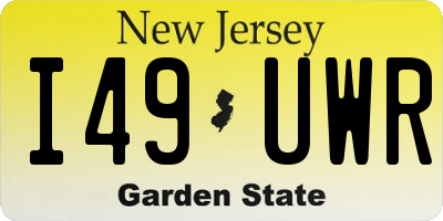 NJ license plate I49UWR
