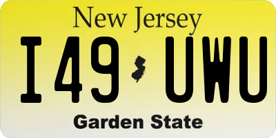 NJ license plate I49UWU