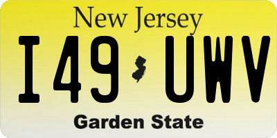 NJ license plate I49UWV