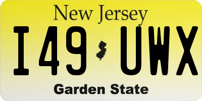 NJ license plate I49UWX