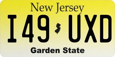 NJ license plate I49UXD