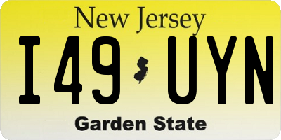 NJ license plate I49UYN