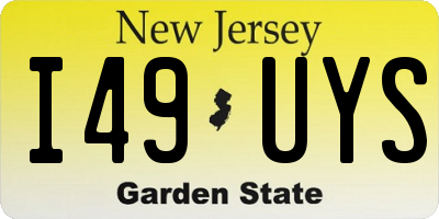 NJ license plate I49UYS