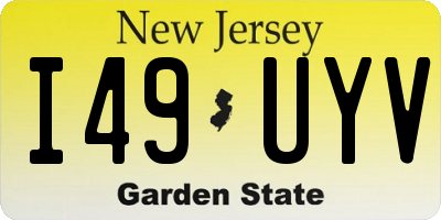 NJ license plate I49UYV