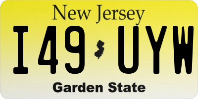 NJ license plate I49UYW