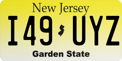 NJ license plate I49UYZ