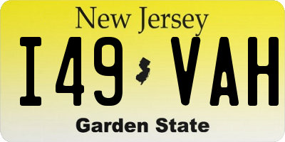 NJ license plate I49VAH