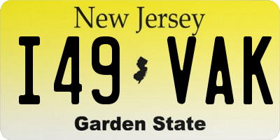 NJ license plate I49VAK