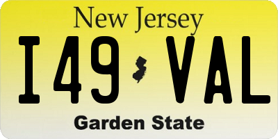 NJ license plate I49VAL