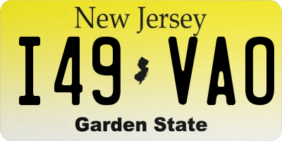 NJ license plate I49VAO