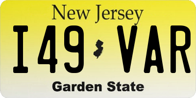 NJ license plate I49VAR