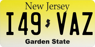 NJ license plate I49VAZ