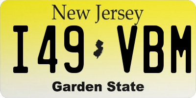 NJ license plate I49VBM