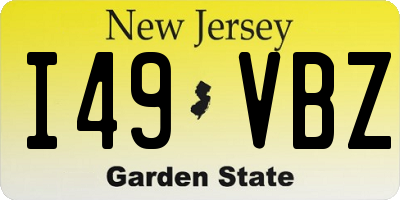 NJ license plate I49VBZ