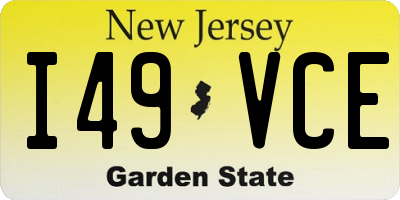 NJ license plate I49VCE