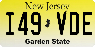 NJ license plate I49VDE
