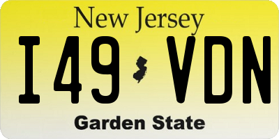 NJ license plate I49VDN