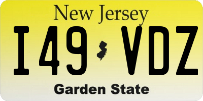 NJ license plate I49VDZ