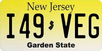 NJ license plate I49VEG