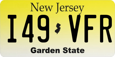 NJ license plate I49VFR
