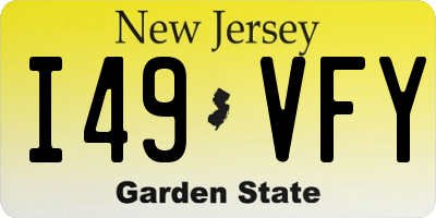 NJ license plate I49VFY