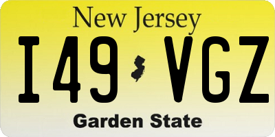 NJ license plate I49VGZ
