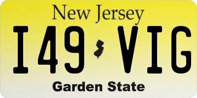 NJ license plate I49VIG