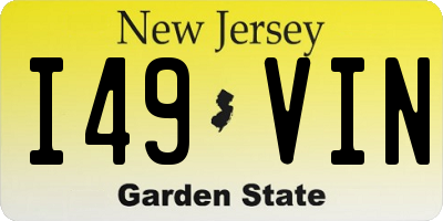 NJ license plate I49VIN