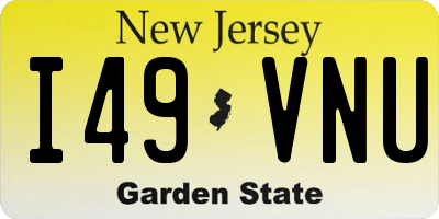 NJ license plate I49VNU