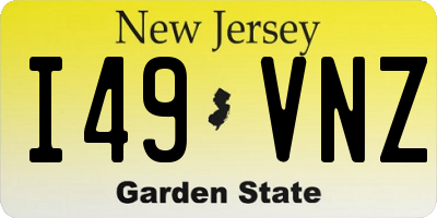 NJ license plate I49VNZ