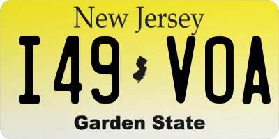 NJ license plate I49VOA