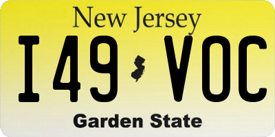 NJ license plate I49VOC