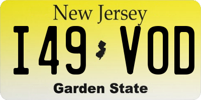 NJ license plate I49VOD