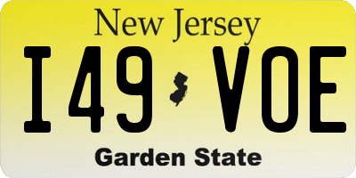 NJ license plate I49VOE
