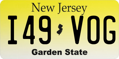 NJ license plate I49VOG