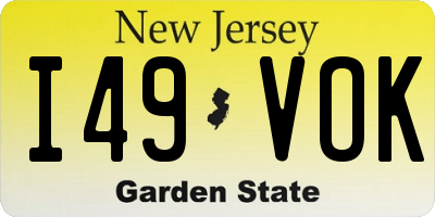 NJ license plate I49VOK