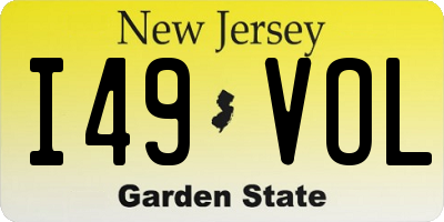 NJ license plate I49VOL