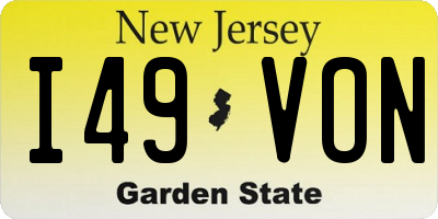 NJ license plate I49VON