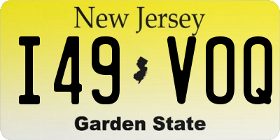 NJ license plate I49VOQ