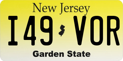 NJ license plate I49VOR