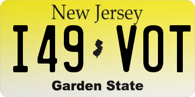 NJ license plate I49VOT