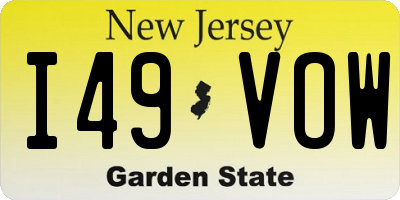 NJ license plate I49VOW