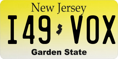 NJ license plate I49VOX